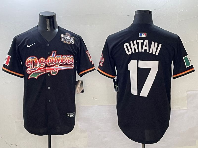 Men Los Angeles Dodgers #17 Ohtani Black rainbow Nike 2025 MLB Jersey style 7